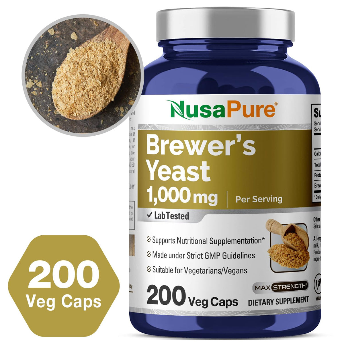 NusaPure levure de bière 1000mg capsules ouvertes