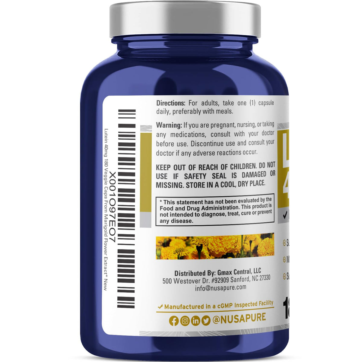 NusaPure Lutein 40mg capsules inside bottle