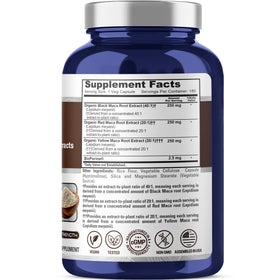 NusaPure Maca Racine capsules végétales sur un fond blanc