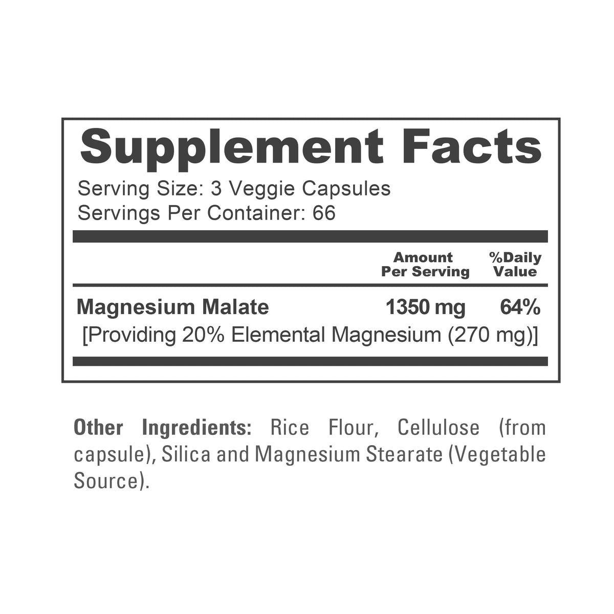 NusaPure Magnésium Malate 1350mg gélules végétales avec étiquette