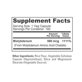 NusaPure Molybdène Chélaté 500 mcg, vue de côté des capsules