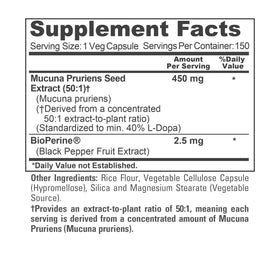 NusaPure Mucuna Pruriens 450mg capsules sur une table