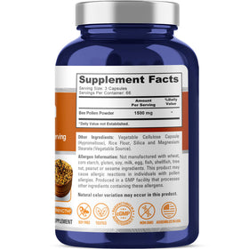 NusaPure Pollen d'Abeille 1500mg étiquette du flacon