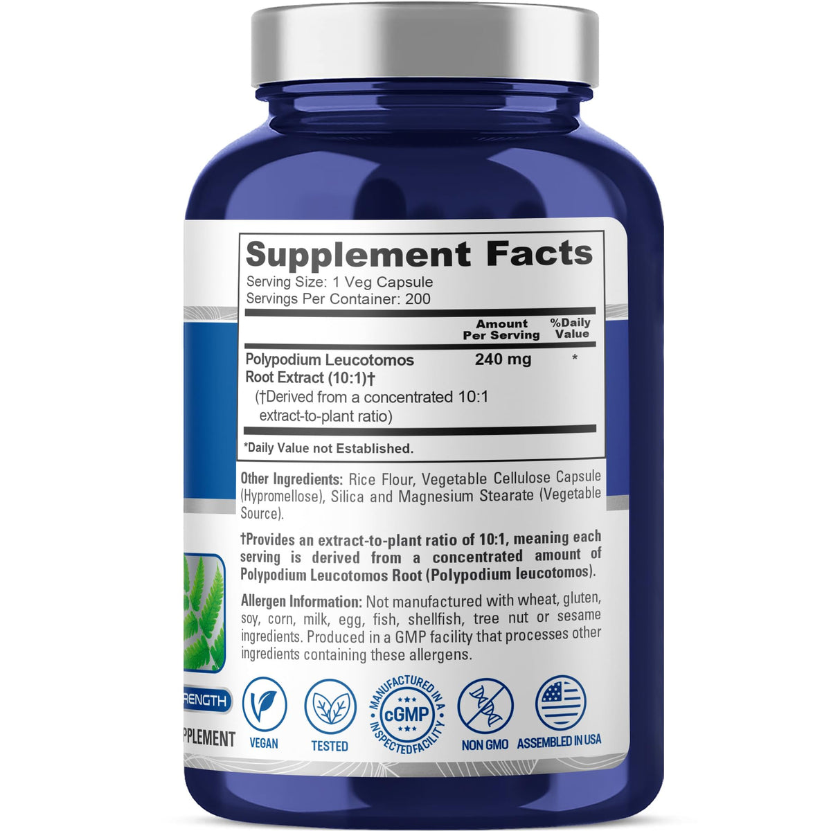 NusaPure Polypodium 240mg avec étiquette visible