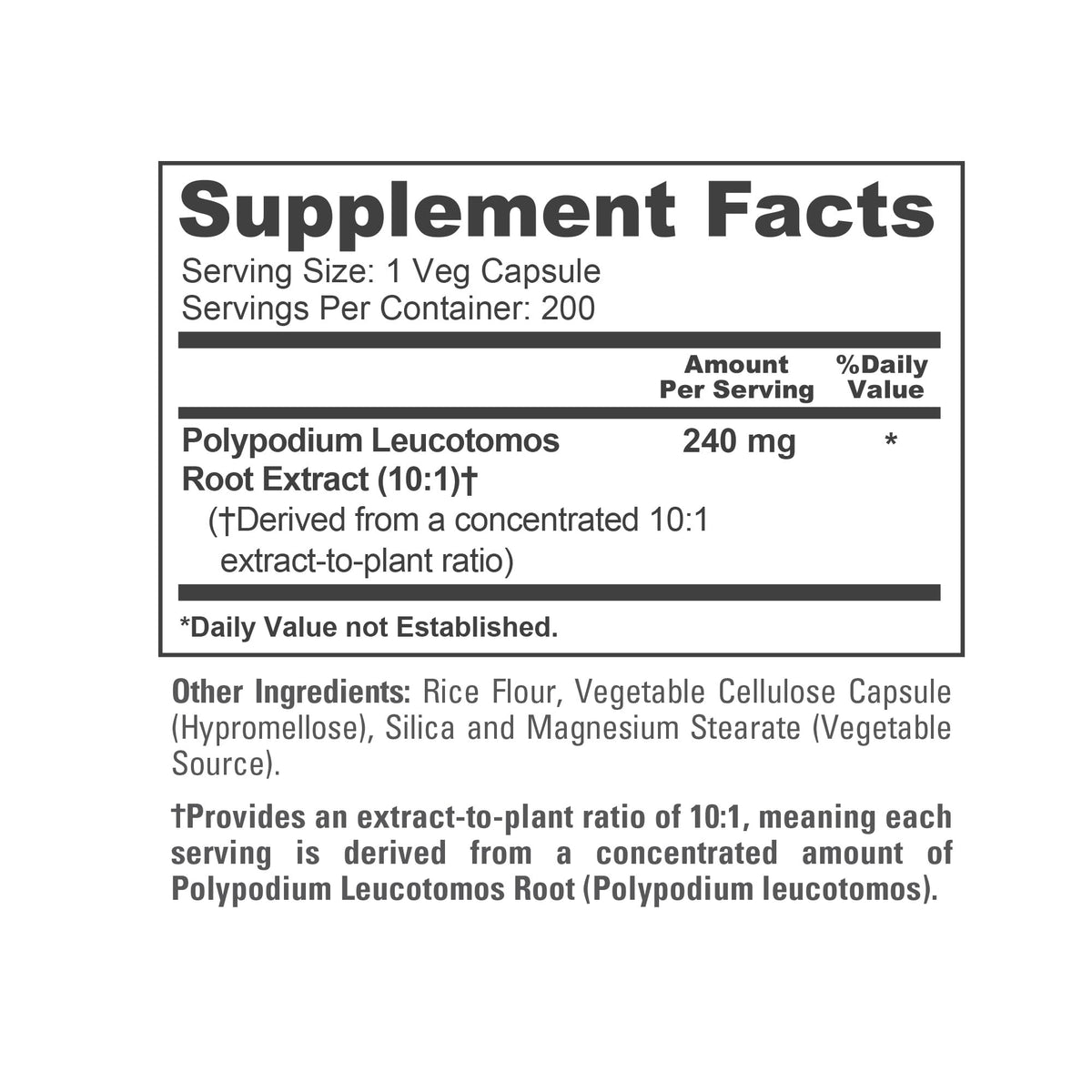 NusaPure Polypodium 240mg sur fond neutre