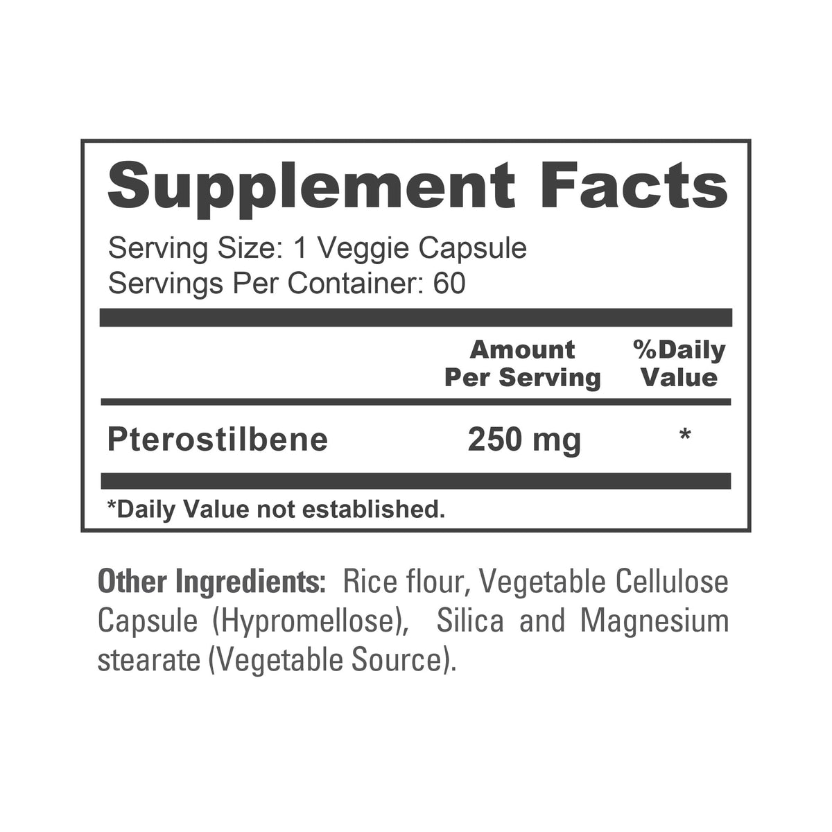 NusaPure Pterostilbene 250mg capsules ouvertes sur une surface