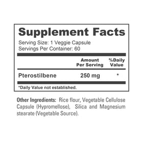 NusaPure Pterostilbene 250mg capsules ouvertes sur une surface
