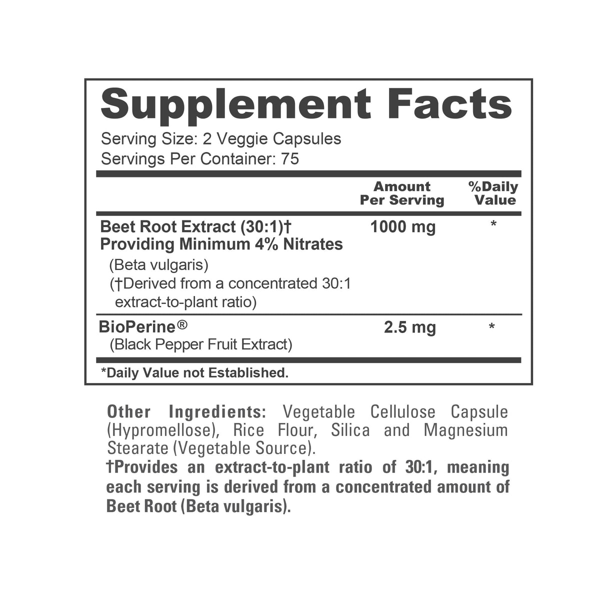 NusaPure Racine de Betterave 1000mg avec étiquette montrant les spécifications