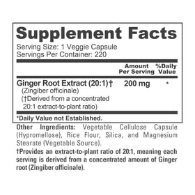 NusaPure Racine de Gingembre 200mg capsules végétales sur fond blanc