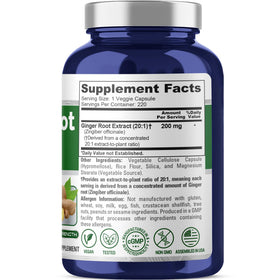 NusaPure Racine de Gingembre 200mg capsules végétales vue de côté