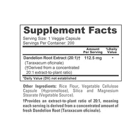 NusaPure Racine de Pissenlit 112,5 mg avec étiquette visible