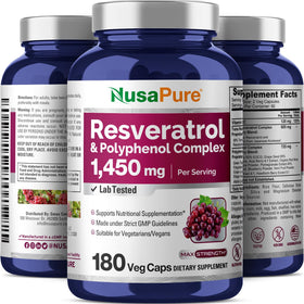 NusaPure Resvératrol 1450mg 180 capsules côté