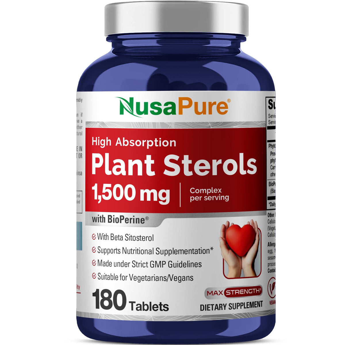 NusaPure Stérols Végétaux 1500mg comprimés végétaux vue de face