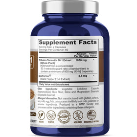 NusaPure Tribulus Terrestris capsules végétales en gros plan