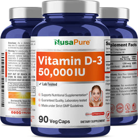 NusaPure Vitamine D3 étiquette et dosage
