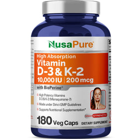 NusaPure Vitamine D3 & K2 250 mg 200 mcg flacon avant