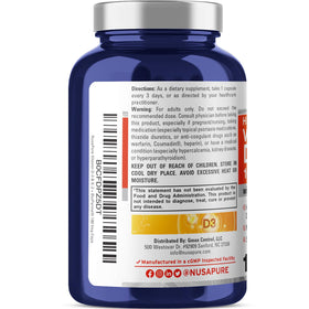 NusaPure Vitamine D3 & K2 gélules végétales avec étiquette