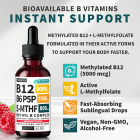 NUSAVA B Complex Methylé 5000mcg gouttes framboise vue de côté