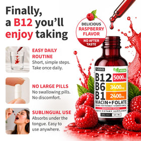 NUSAVA Gouttes de Vitamine B12 5000mcg format liquide