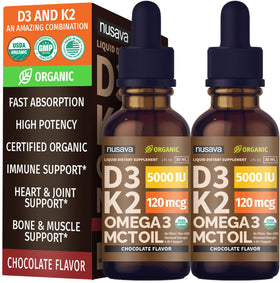 NUSAVA Gouttes de Vitamine D3 K2 Bio au Chocolat packaging avant