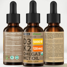 NUSAVA Gouttes de Vitamine D3 K2 Bio avec ingrédients naturels