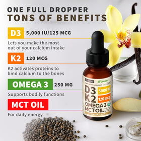 NUSAVA Gouttes de Vitamine D3 K2 Bio, goutte sur une cuillère