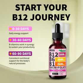 NUSAVA Gouttes Liquides B12 5000mcg ingrédients sur l'emballage