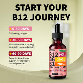NUSAVA Gouttes Liquides B12 5000mcg, vue arrière de l'emballage
