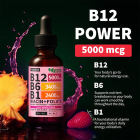 NUSAVA Gouttes Liquides B12 5000mcg vue de côté