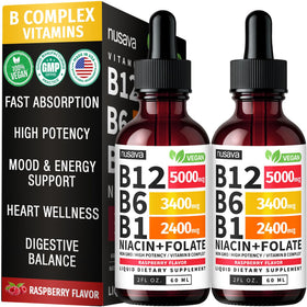 NUSAVA Gouttes Liquides de Vitamine B12 5000mcg Pack de 2