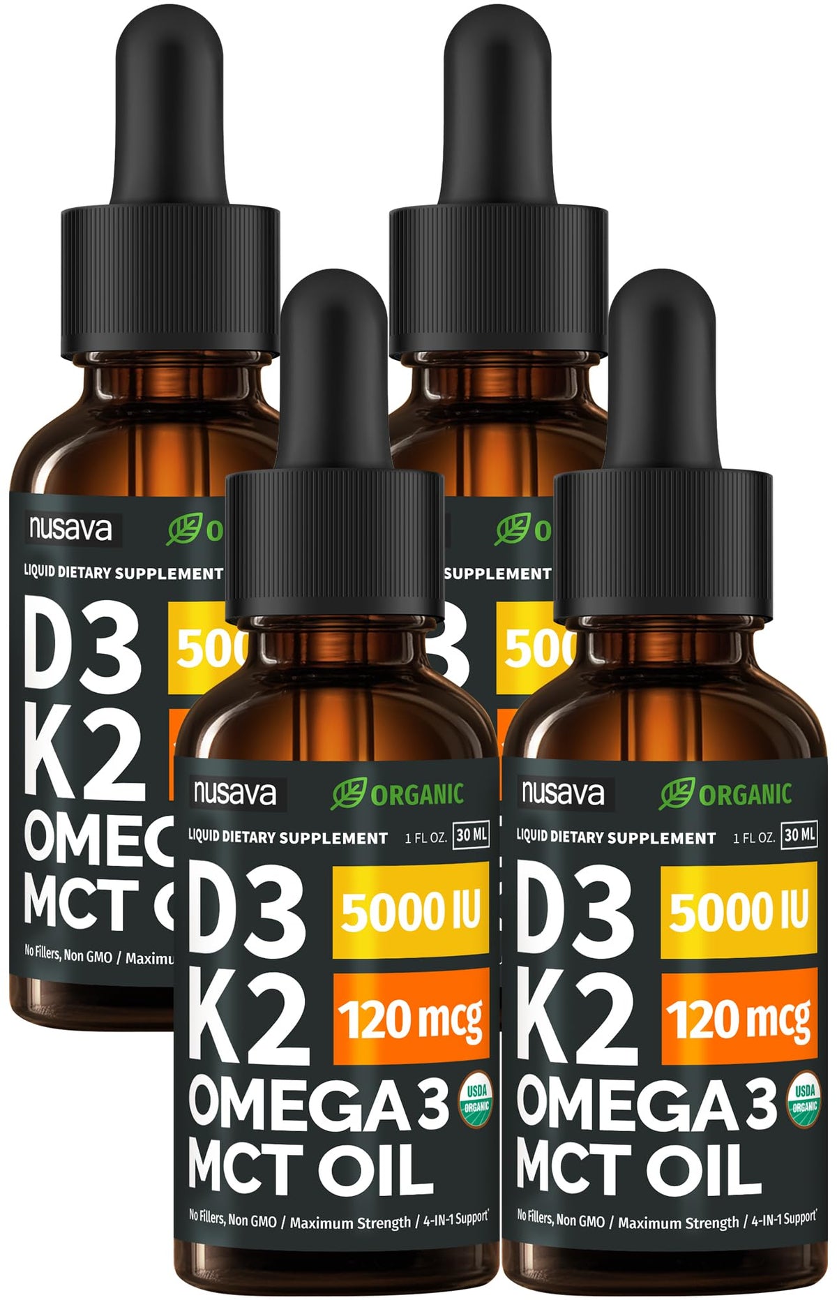 NUSAVA Vitamine D3 K2 5000 IU flacon avant