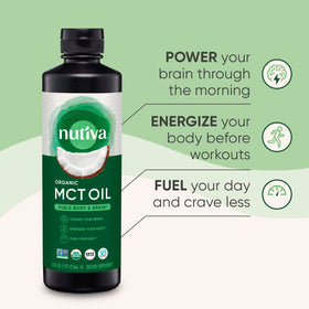 Nutiva Huile MCT Bio 480ml, étiquette et contenu