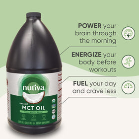 Nutiva Huile MCT Biologique 128 Fl Oz bouteille de côté
