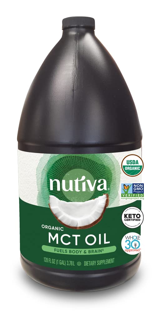 Nutiva Huile MCT Biologique 128 Fl Oz vue avant avec étiquette