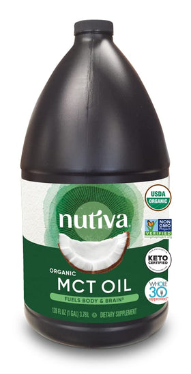 Nutiva Huile MCT Biologique 128 Fl Oz vue avant avec étiquette