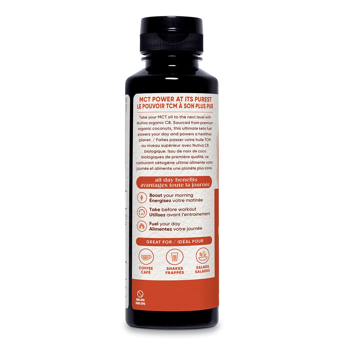 Nutiva Huile MCT C8 Bio 358g étiquette