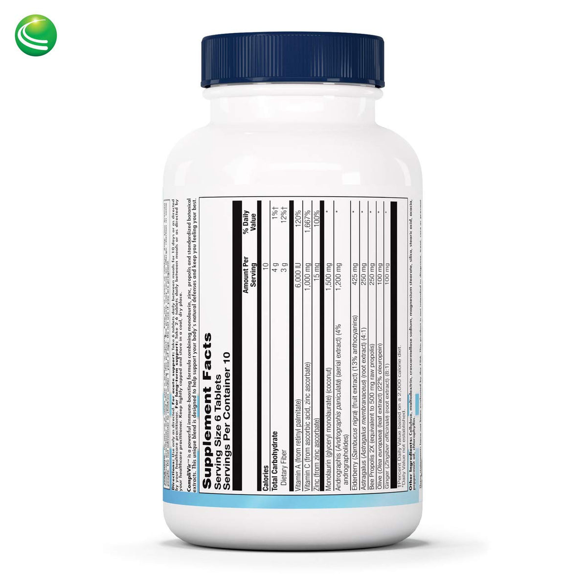 Nutra BioGenesis CompliVir emballage et comprimés