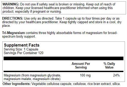 Nutra BioGenesis Tri-Magnesium Complex 120 capsules side view