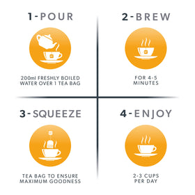 Nutra Tea - Ingrédients du thé aux plantes sur un fond blanc