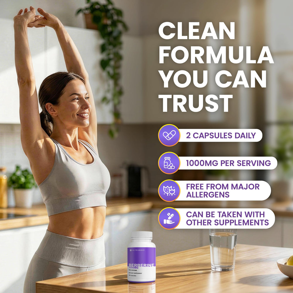 Nutra Wave Berbérine HCL avec des éléments naturels en arrière-plan