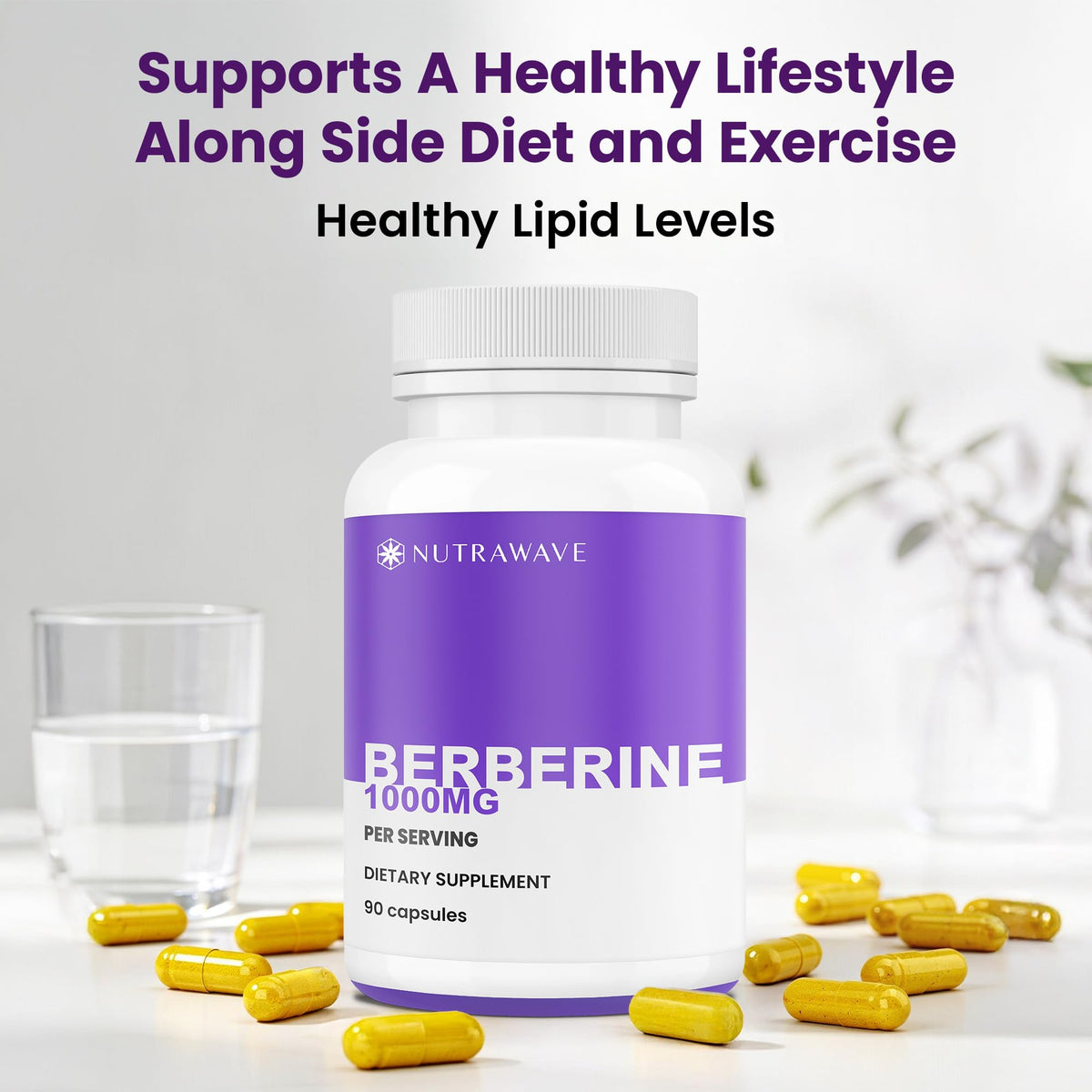 Nutra Wave Berbérine Pure 1000mg près d'une plante