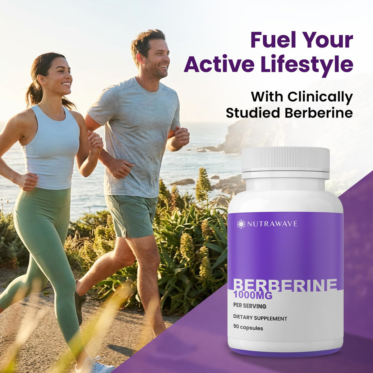 Nutra Wave Berbérine Pure 1000mg sur une table en bois