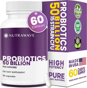 Nutra Wave Probiotiques 50 Milliards 60 Capsules Végétales vue de face