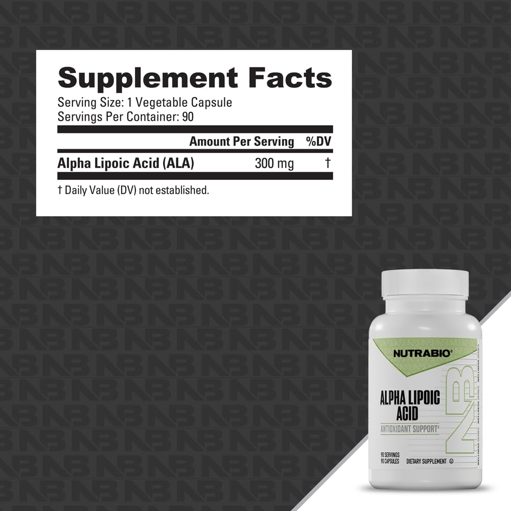 NutraBio Acide Alpha Lipoïque 300mg capsules végétales