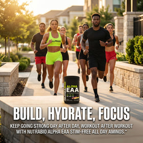 NutraBio Alpha EAA emballage avec logo et saveur