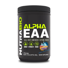 NutraBio Alpha EAA poudre d'acides aminés essentiels, vue avant du produit