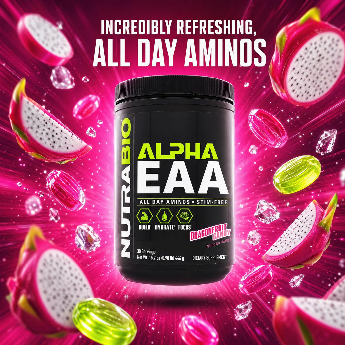 NutraBio Alpha EAA poudre d'acides aminés - mesure de la poudre