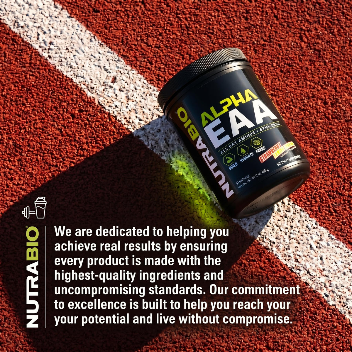 NutraBio Alpha EAA poudre dans un shaker