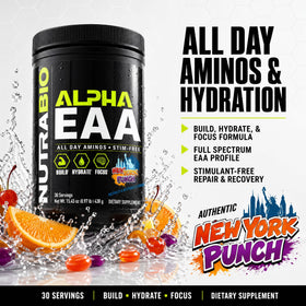 NutraBio Alpha EAA, poudre dans un verre avec de l'eau