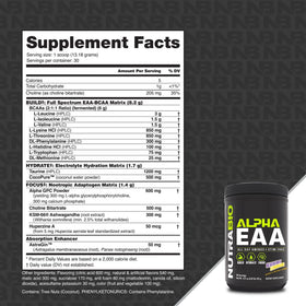 NutraBio Alpha EAA Poudre de BCAA 30 Portions Citron Myrtille vue arrière